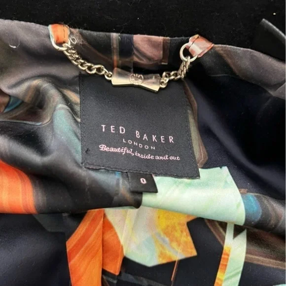 RARE Ted Baker Black Wool Cashmere Blend Peplum Sollel Coat - Picture 3 of 13